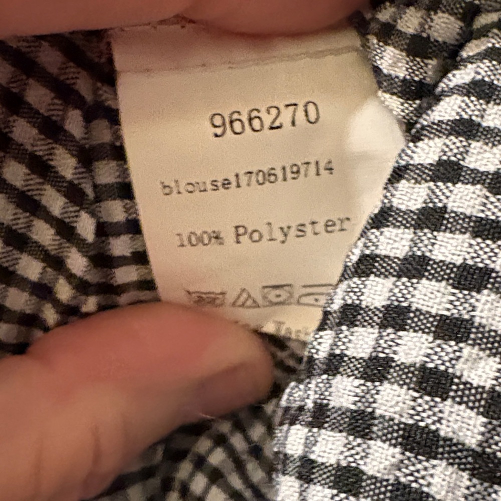 Gingham Ruffle Tie-Front Sleeveless Top - Black & White size small - Picture 9 of 9